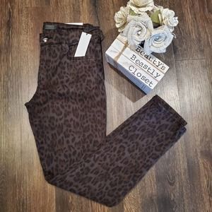 Joe's Brown The Icon Mid-Rise Waist Skinny Ankle Animal Print Jeans 27 NWT Boho